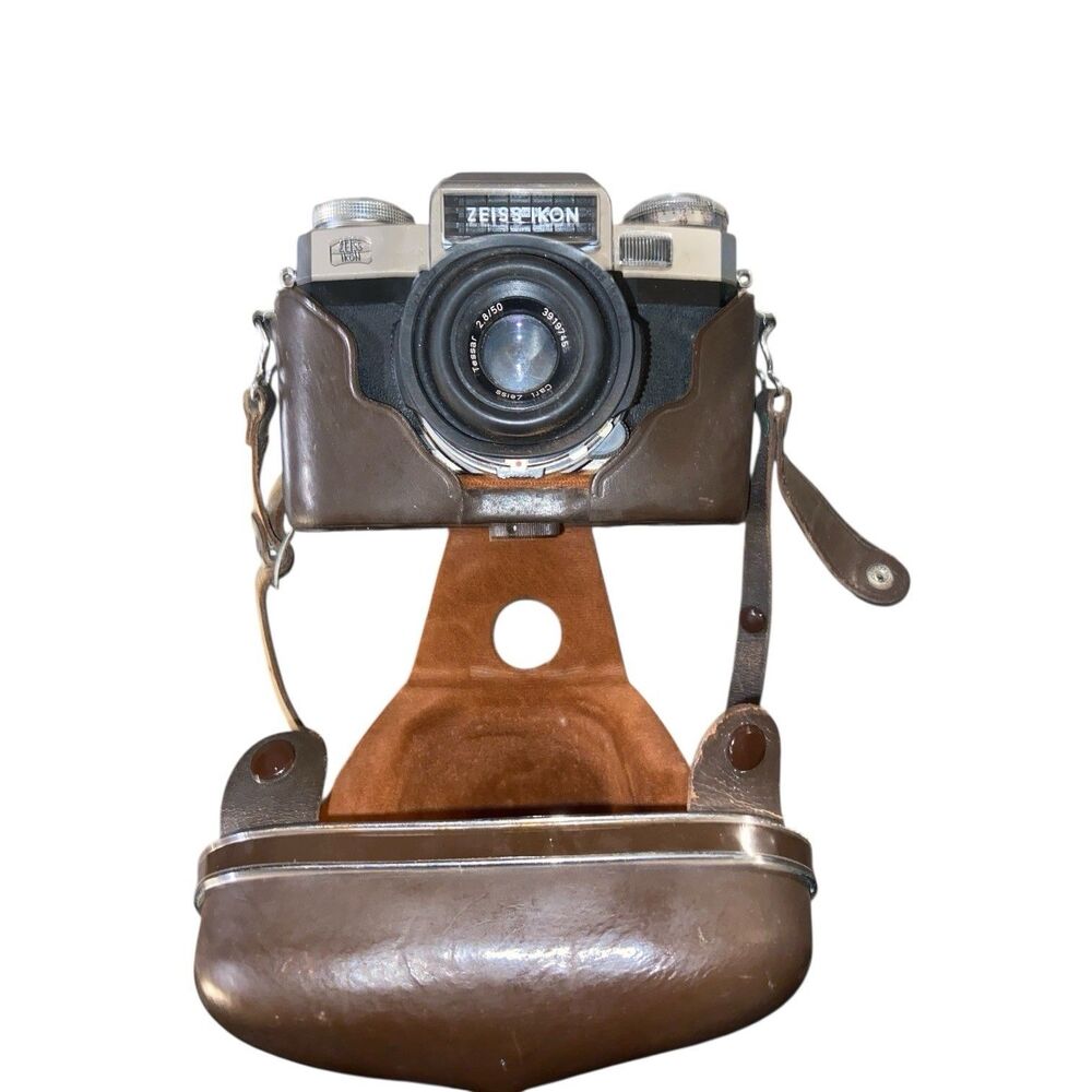 Zeiss Ikon Contaflex Super B 35mm SLR W 50mm F/2.8 Tessar Lens & Leather Case